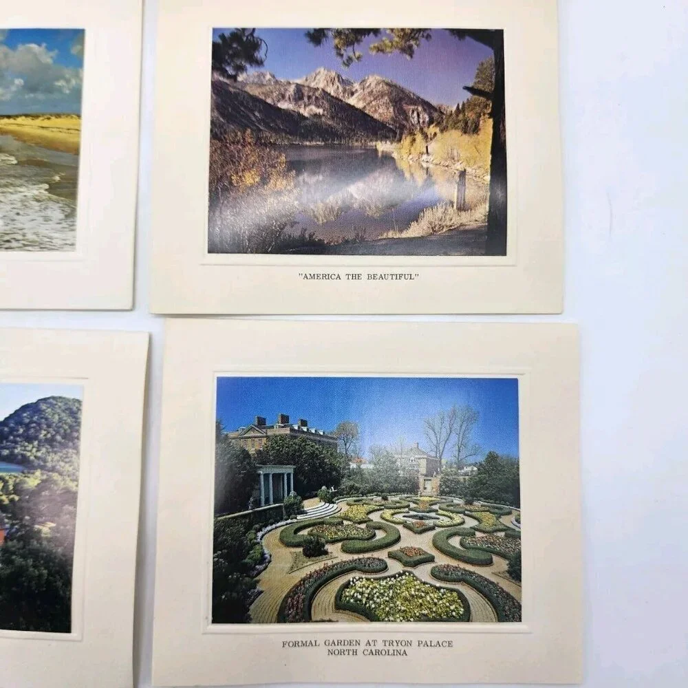 Vintage America The Beautiful 10 Embossed Color Photo Blank Note Cards Envelopes